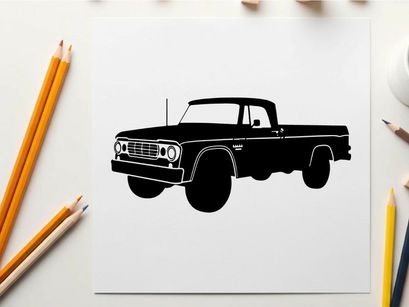 Silhouette of a classic pickup truck with large tires