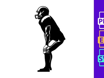American football player in ready position silhouette preview picture