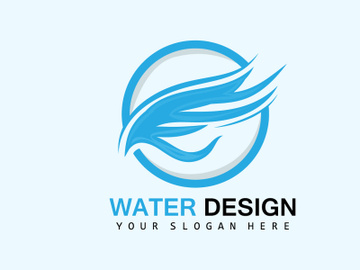 Water Wave Logo, Earth Element Vector, Water Wings Logo Design Style, Brand Icon, Sticker preview picture