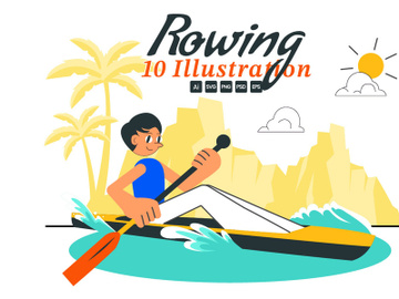 10 Rowing and Canoeing Illustration preview picture