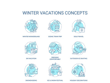 Winter vacations concept icons set preview picture