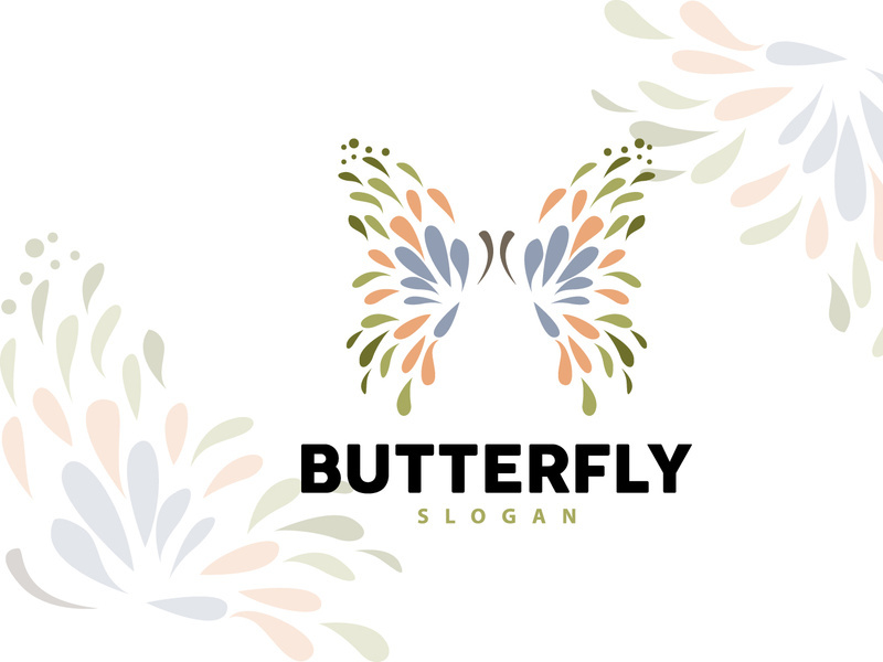 Butterfly Logo Design Beautiful Flying Animal, Company Brand Icon Illustration