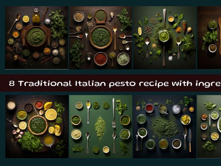 Traditional Italian pesto recipe with ingredients