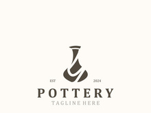 Pottery logo design handmade, creative traditional mug craft concept inspiration nature workshop