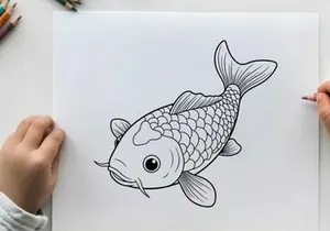 Cute koi fish swimming vector illustration flat design