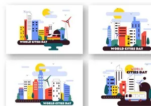 10 World Cities Day Illustration