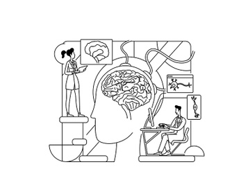 Neurological research thin line concept vector illustration preview picture