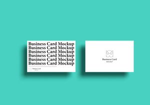 Top view premium business card PSD mockup