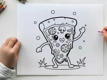 Cute pizza slice character dancing vector illustration
