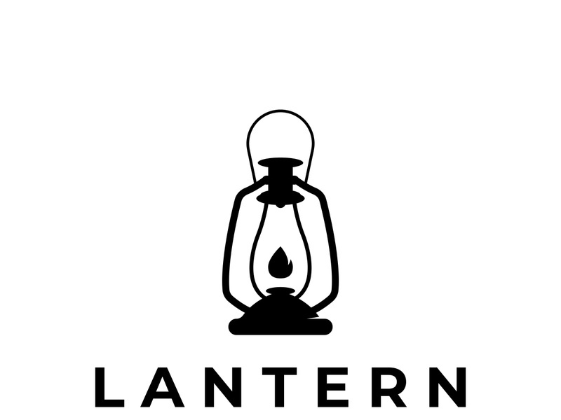 Lantern lamp logo, street lamp,vintage fire lantern.Logo for business, restaurant.