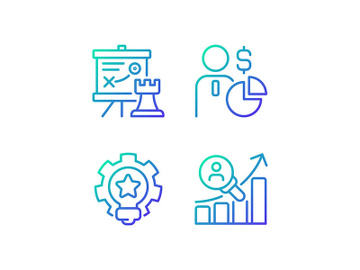 Successful business formula gradient linear vector icons set preview picture