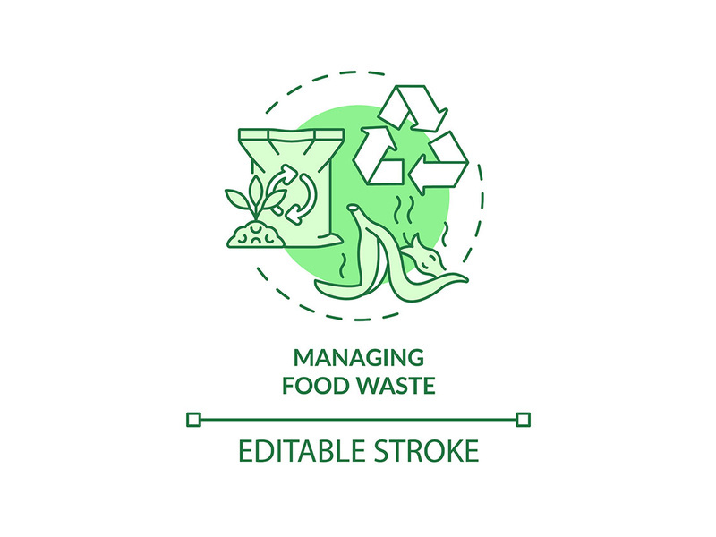Managing food waste green concept icon