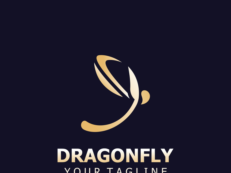 Dragonfly logo design modern and elegant minimalist color style monoline illustration