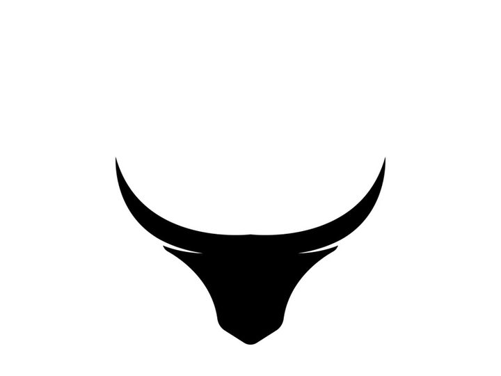 Retro vintage bull head horns logo design.
