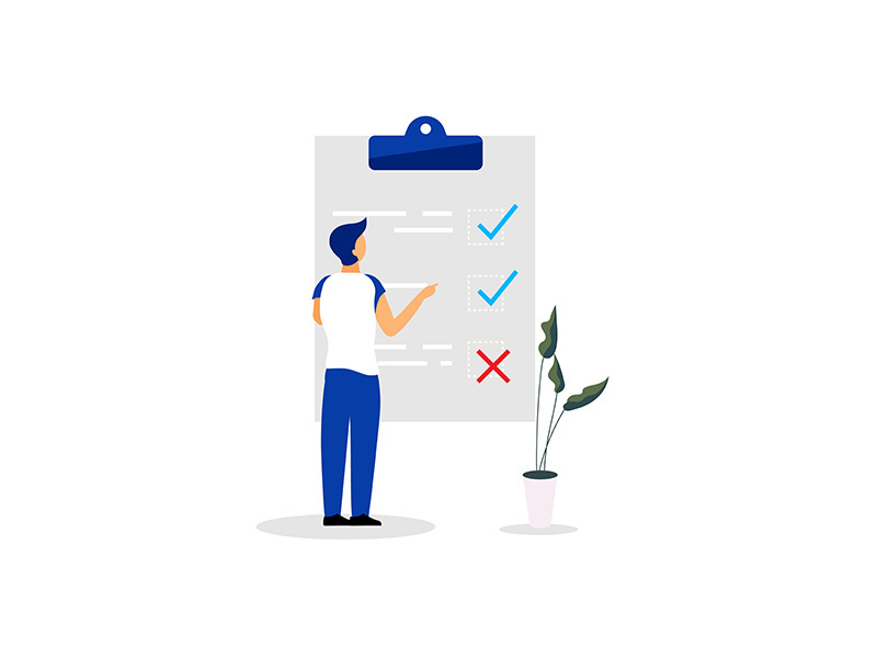 Man, manager, male at checklist flat vector illustration