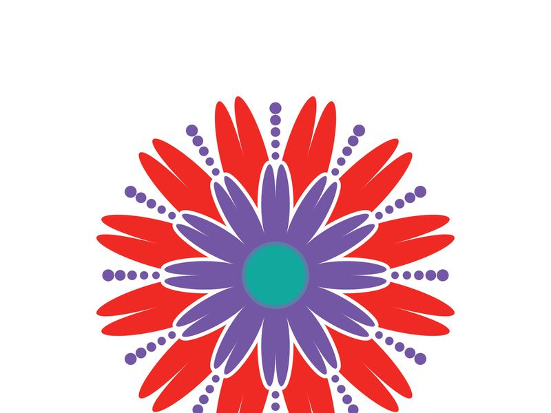 Traditional Asian colorful floral pattern Stained glass mosaic logo tile design inspiration