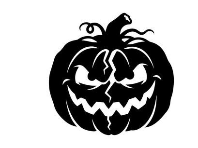 Halloween-Kürbis mit gruseligem Gesicht als Silhouette für Herbstdekoration