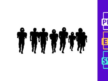 American football players running in unison silhouette preview picture