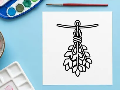 Decoração suspensa de Halloween desenhada à mão com hastes de trigo. Guirlanda rústica de colheita de outono para decoração festiva de outono ou Ação de Graças.