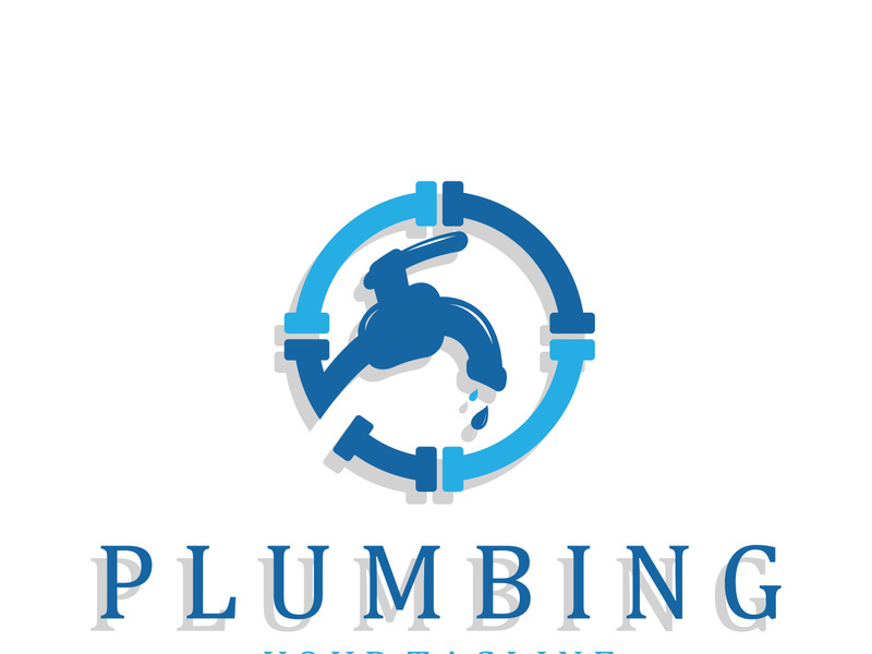 Plumbing logo vector design template. water pipe logo design.Leaking water logotype,Design Concept, Creative Symbol, Icon