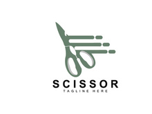 Scissors Logo Design, Barbershop Shaver Vector, Babershop Scissors Brand Illustration