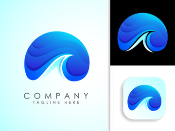 Beach logo design. Sun sunset sunrise with beach ocean sea water logo icon. preview picture