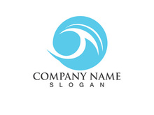 Wave Blue Water beach Logo vector Icon