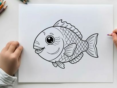 Cute smiling fish cartoon vector illustration flat design