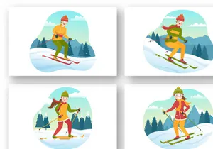 13 Ski Winter Sport Activities Illustration