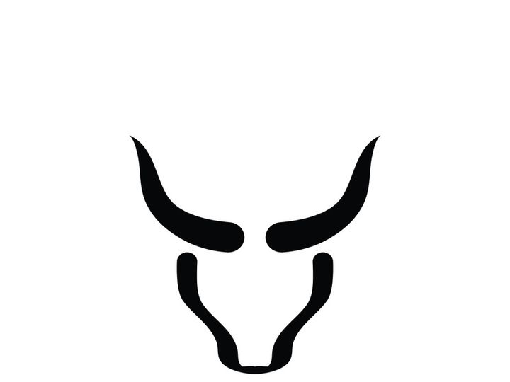 Retro vintage bull head horns logo.