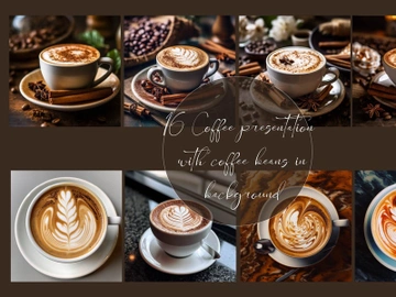 Coffee presentation with coffee beans in background preview picture