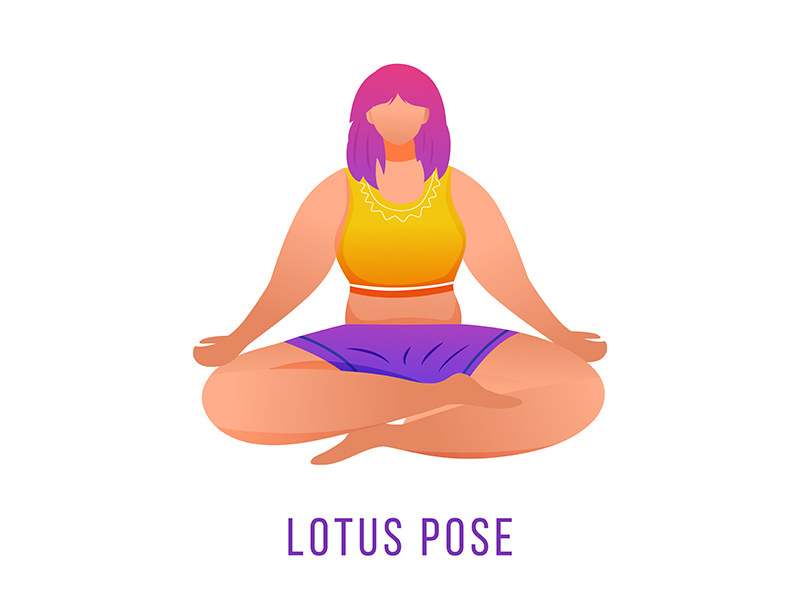 Lotus pose flat vector illustration