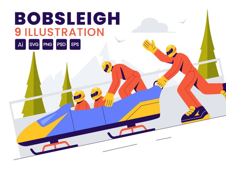 9 Bobsleigh Sport Illustration
