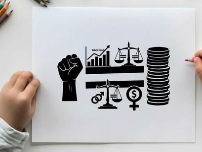 wage gap justice concept flat design vector illustration