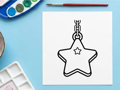Silver star charm necklace pendant on chain. Minimalist metallic jewelry accessory for fashion and crafts.