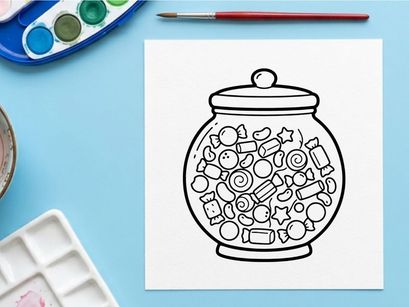 Halloween-Süßigkeitsglas gefüllt mit gemischten Süßigkeiten. Gruseliger Leckereienbehälter überquellend mit Schokoladen und Gummibonbons für festliche Feiern.