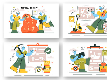 11 Archeology Vector Illustration
