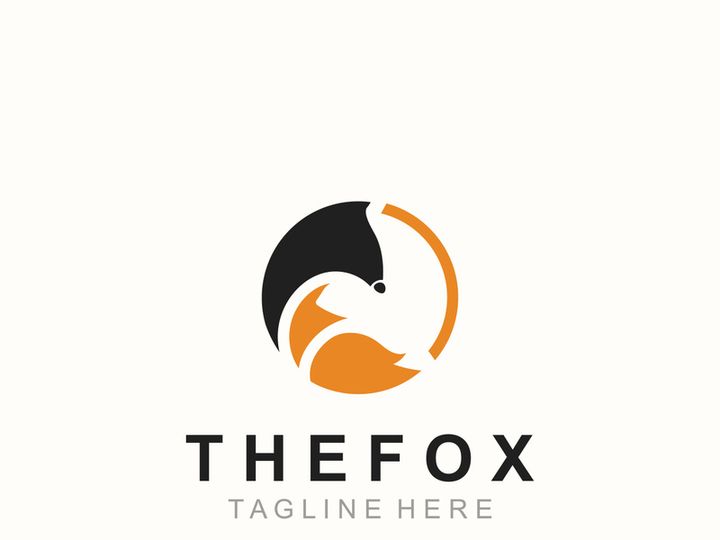 Fox logo design simple and minimalist template. abstract animal Fox tail illustration