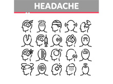 Headache Collection Elements Vector Icons Set