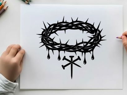 Silhouette of a crown of thorns with cross