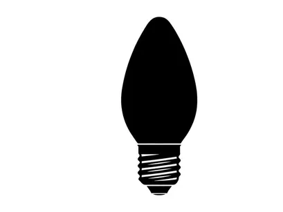 Black silhouette of a Christmas light bulb isolated on a white background