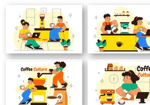 10 Coffee Shop Culture Illustration