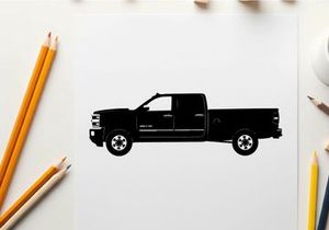 Silhouette of a pickup truck against a white background