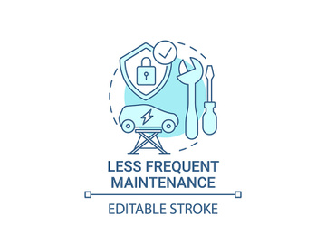 Electric vehicle less frequent maintenance concept icon. preview picture