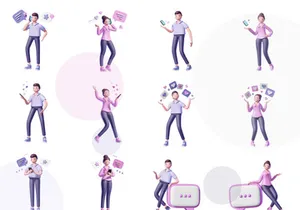 3D Characters Talking and Communication illustration
