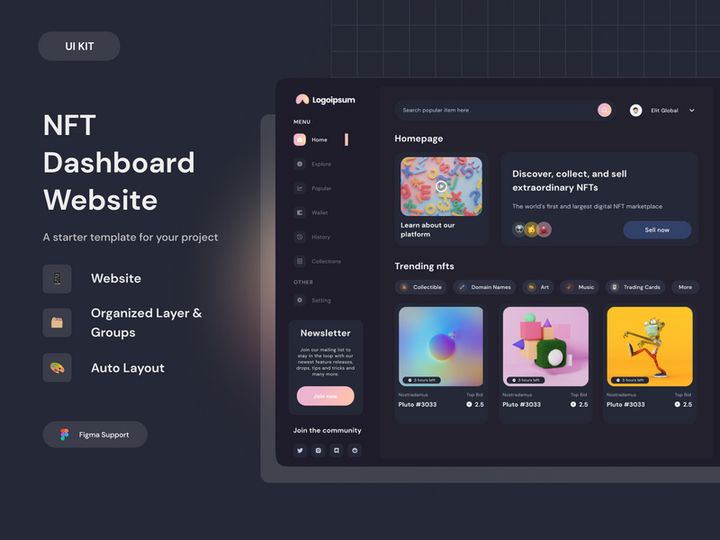 NFT Dashboard Website - Dark Theme
