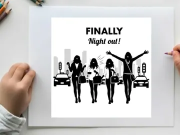 Silhouette of four women on a night out in the city preview picture