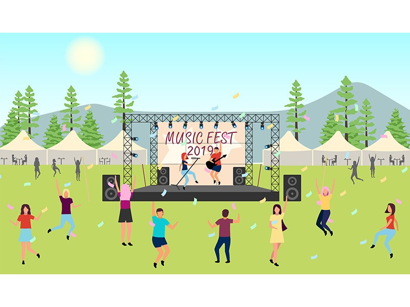 Music festival 2019 flat vector illustration