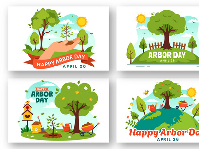 12 Happy Arbor Day Illustration