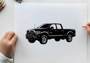 Silhouette of a black pickup truck with chrome accents